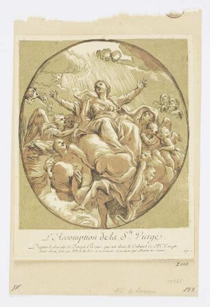 L'Assomption de la Ste. Vierge, Blatt 131 der Folge "Recueil d'estampes d'après les plus beaux tableaux et d'après les plus beaux desseins qui sont en France"