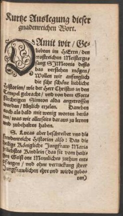 Kurtze Auslegung dieser gnadenreichen Wort.