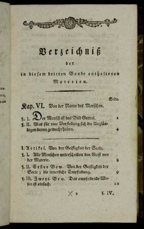 Verzeichniß der in diesem dritten Bande enthaltenen Materien.