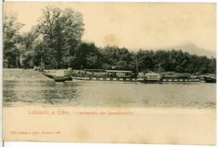 Lobositz. Dampfschifflandeplatz m. Dampfer Meißen