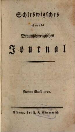 Schleswigsches Journal. 1792,2, 1792,2