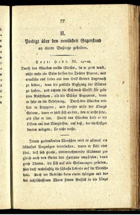 II. Predigt über den nemlichen Gegenstand an einem Bußtage gehalten.