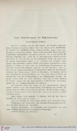 25: Neue Erwerbungen des Rijksmuseums : nachträgliche Notizen