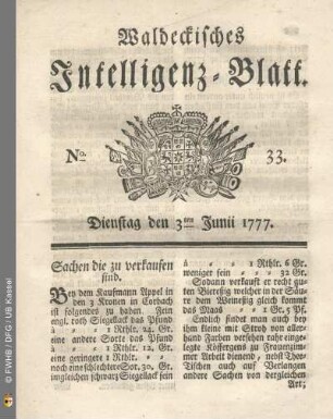 No. 33. Dienstag den 3ten Junii 1777