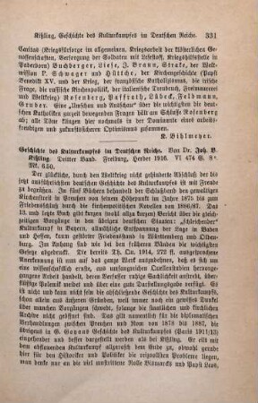 331-333 [Rezension] Kissling, Johannes B., Der Kampf gegen d. passiven Widerstand. Die Friedensverhandlungen