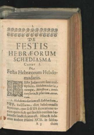 Caput I. De Festis Hebraeorum Hebdomariis.