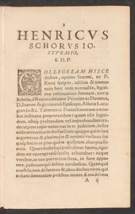 Henricus Schorus Io. Sturmio, S. D. P.