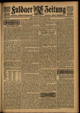 Zweite Ausgabe vom Mittwoch, den 10. August 1904.