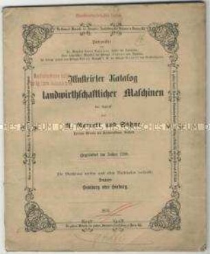 Katalog über landwirtschaftliche Maschinen von der Firma R. Garrett und Sons in England