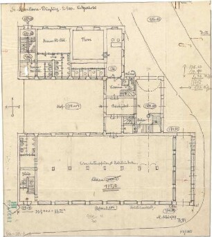 Fischer, Theodor; Würzburg, Münsterplatz; Sparkasse - Grundriss EG