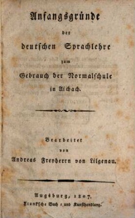 Anfangsgründe der deutschen Sprachlehre