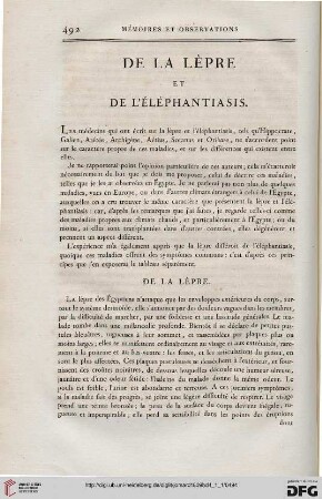 De la lèpre et de l'éléphantiasis