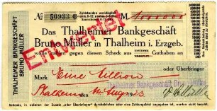 Scheck über Eine Million Mark
