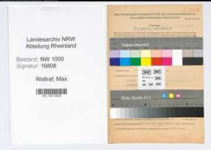 Entnazifizierung Max Wallraf, geb. 09.10.1891 (Oberregierungsrat)