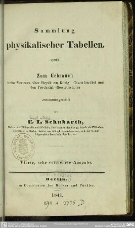 Sammlung physikalischer Tabellen