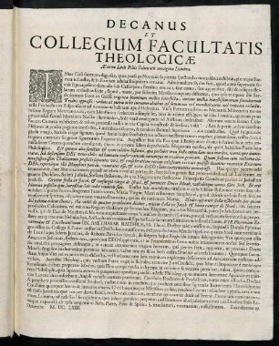 Decanus Et Collegium Facultatis Theologicae Aeternae Lucis Filiis Felicitatis omnigenae Lumina
