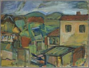 Ohne Titel [Haus vor Landschaft]