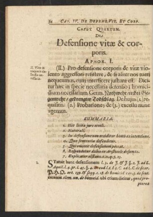 Caput Quartum. De Defensione vitae & corporis.