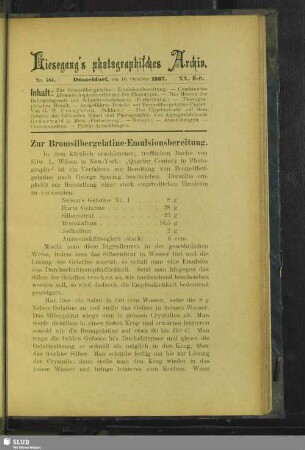 Zur Bromsilbergelatine-Emulsionsbereitung