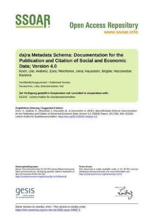 da|ra Metadata Schema: Documentation for the Publication and Citation of Social and Economic Data; Version 4.0