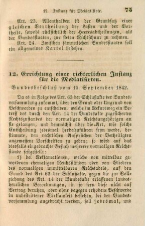 12. Errichtung einer richterlichen Instanz für die Mediatisirten