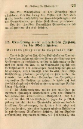 12. Errichtung einer richterlichen Instanz für die Mediatisirten