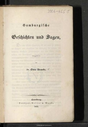 Hamburgische Geschichten und Sagen