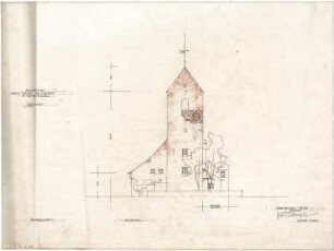 Gsaenger, Gustav; München - Obermenzing, Grünspechtstr. 13; Ev. Notkirche, Bethlehems Kirche, Pfarrhaus - Ostseite (Ansicht)