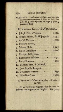 E. Peintres Genois & Napolitains.
