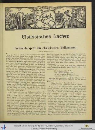 Schneiderspott im elsässischen Volksmund.