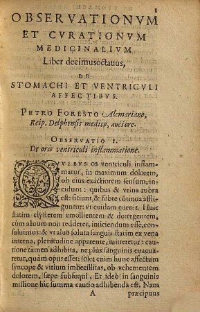 Observationum & curationum medicinalium liber ..., Liber 18
