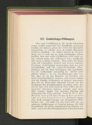 XV. Goldeinlage-Füllungen.