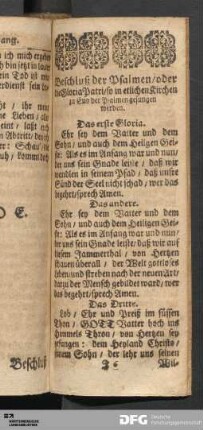 Beschluß der Psalmen/ oder die Gloria Patri