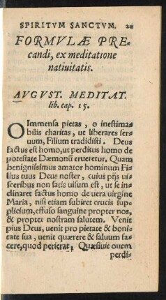 Formulae Precandi, ex meditatione nativitatis.