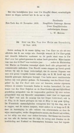 34. Brief van Min. Van der Heim aan Daendels, 21 Nov. 1808