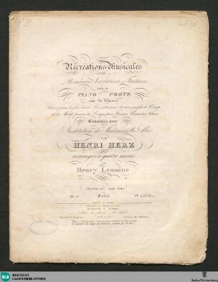 2: Récréations musicales : collection de vingt quatre rondos, airs variés et fantaisies sur les thèmes choisis parmi les plus beaux airs nationaux et les motifs favoris des Compositeurs célèbres