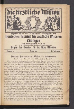 Nummer 3. März 1921. 11. Jahrgang