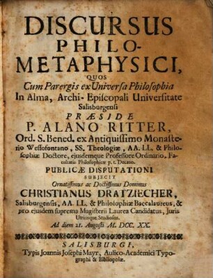 Discursus philo-metaphysici