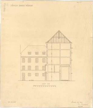 Fischer, Theodor; Würzburg, Münsterplatz; Sparkasse - Schnitt