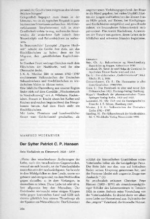 Der Sylter Patriot C. P. Hansen. Sein Verhältnis zu Dänemark 1824-1879