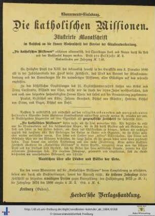 Werbung: Die katholischen Missionen.