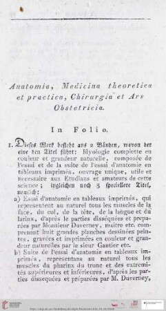 Anatomia, Medicina theoretica et practica, Chirurgia et Ars Obstetricia (Nr. 1 - 1173)