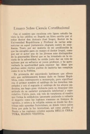 Ensayo sobre Ciencia Constitucional