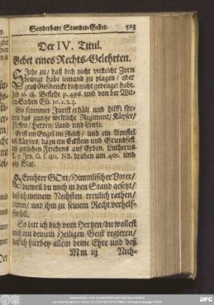 Der IV. Titul. Gebet eines Rechts-Gelehrten.