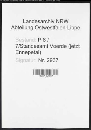 Sterberegister Standesamt Voerde