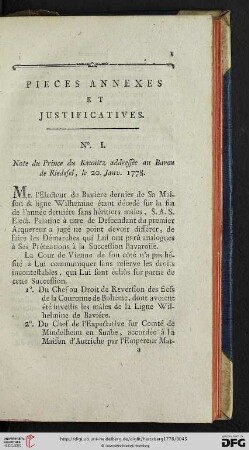 Pieces annexes et justificatives (Nr. 1-12)
