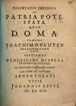 Disp. iur. de patria potestate