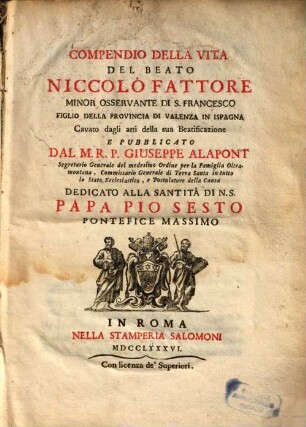 Compendio della vita del beato Niccola Futtore