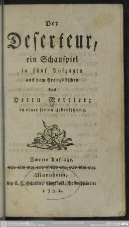 Der Deserteur, ein Schauspiel in fünf Aufzügen