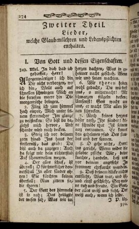 Zweiter Theil. Lieder, welche Glaubenslehren und Lebenspflichten enthalten.